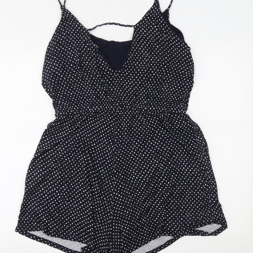 H&M Womens Blue Polka Dot  Romper One-Piece Size L