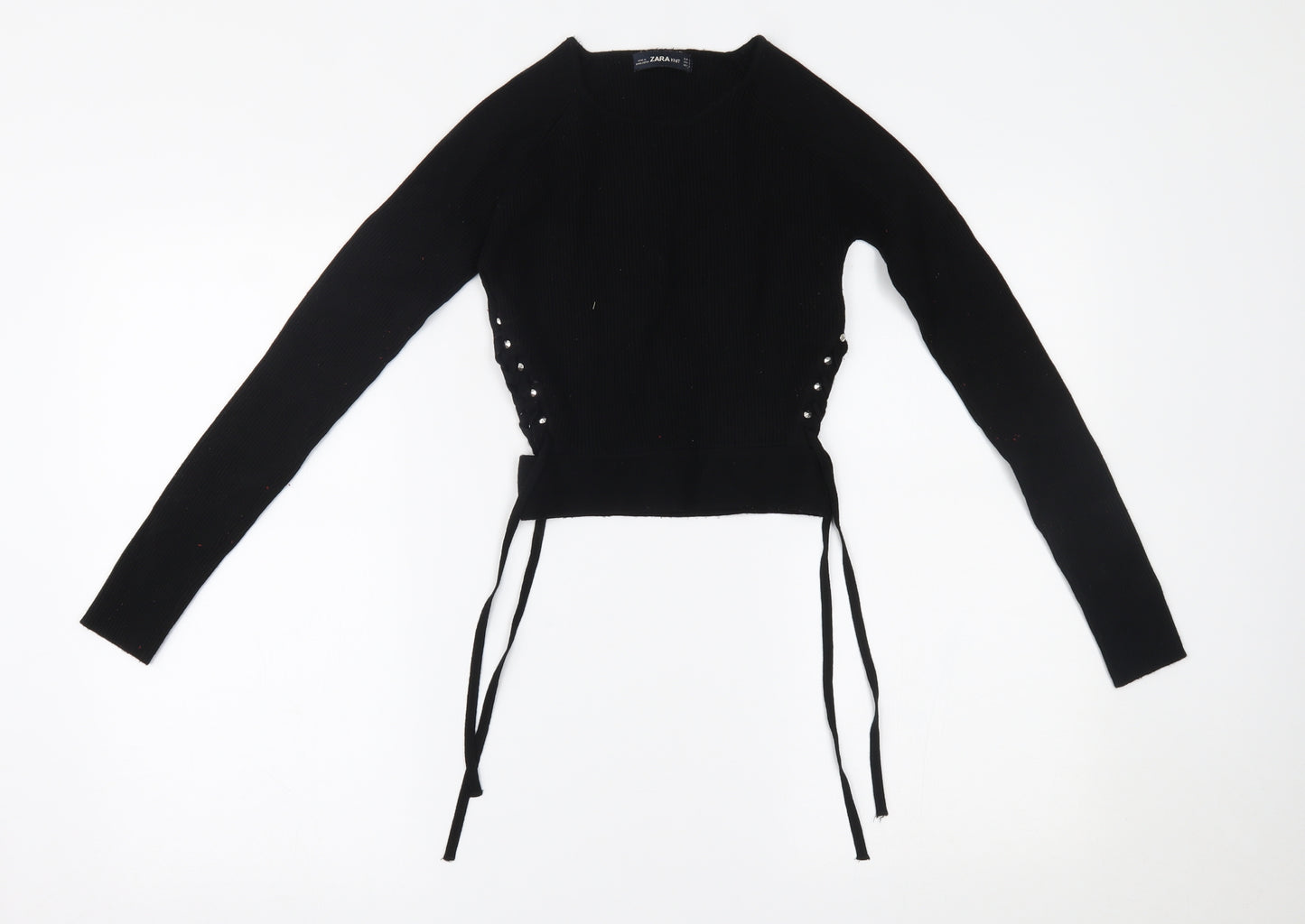 Zara Knit Womens Black   Cropped Blouse Size S