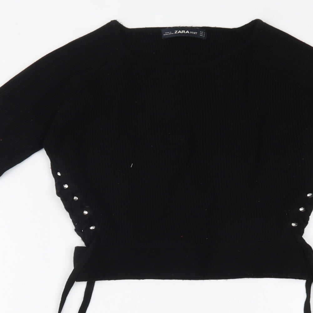 Zara Knit Womens Black   Cropped Blouse Size S