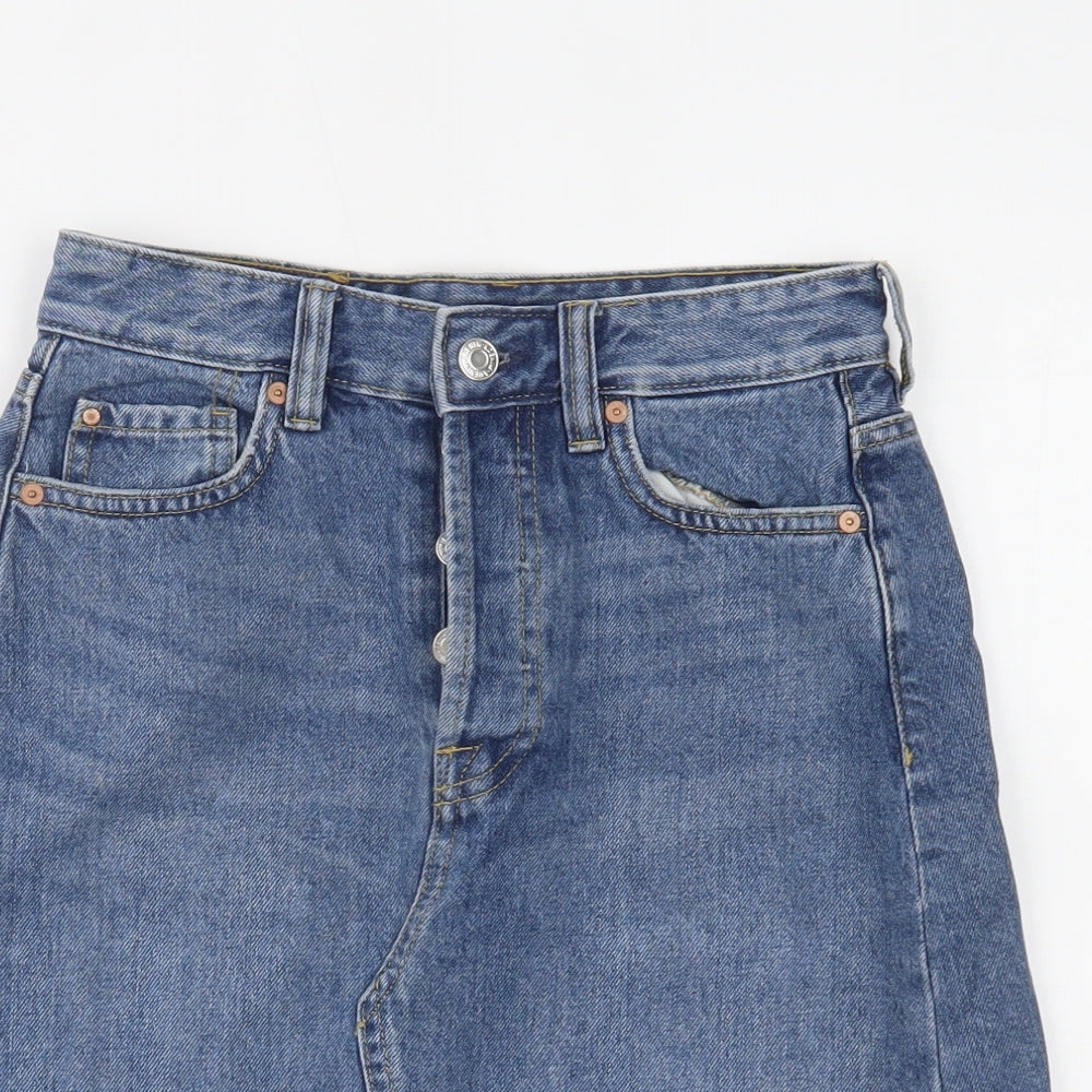 H&M Womens Blue  Denim Mini Skirt Size 4