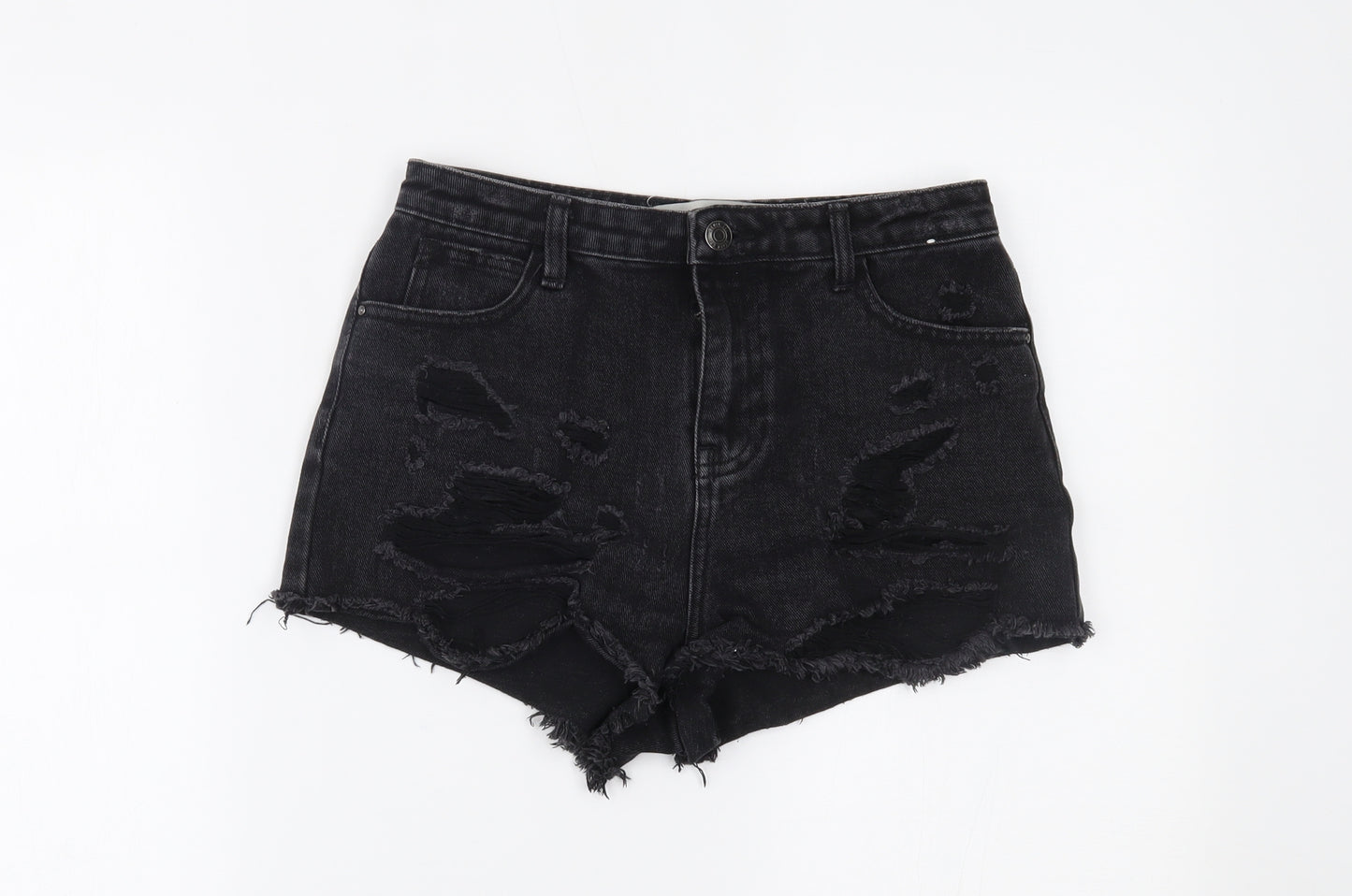Primark Womens Black  Denim Hot Pants Shorts Size 8