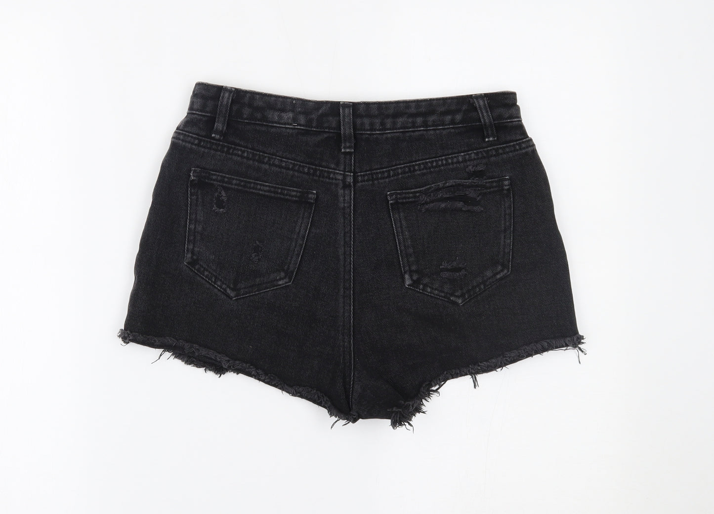 Primark Womens Black  Denim Hot Pants Shorts Size 8