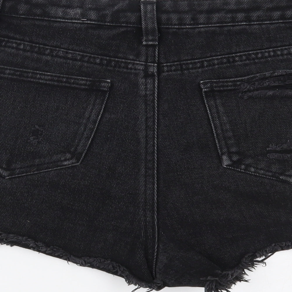 Primark Womens Black  Denim Hot Pants Shorts Size 8