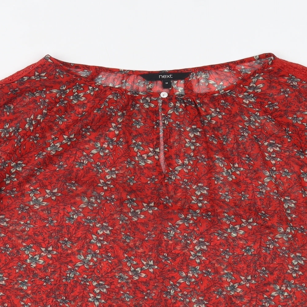NEXT Womens Red Floral  Basic Blouse Size 14