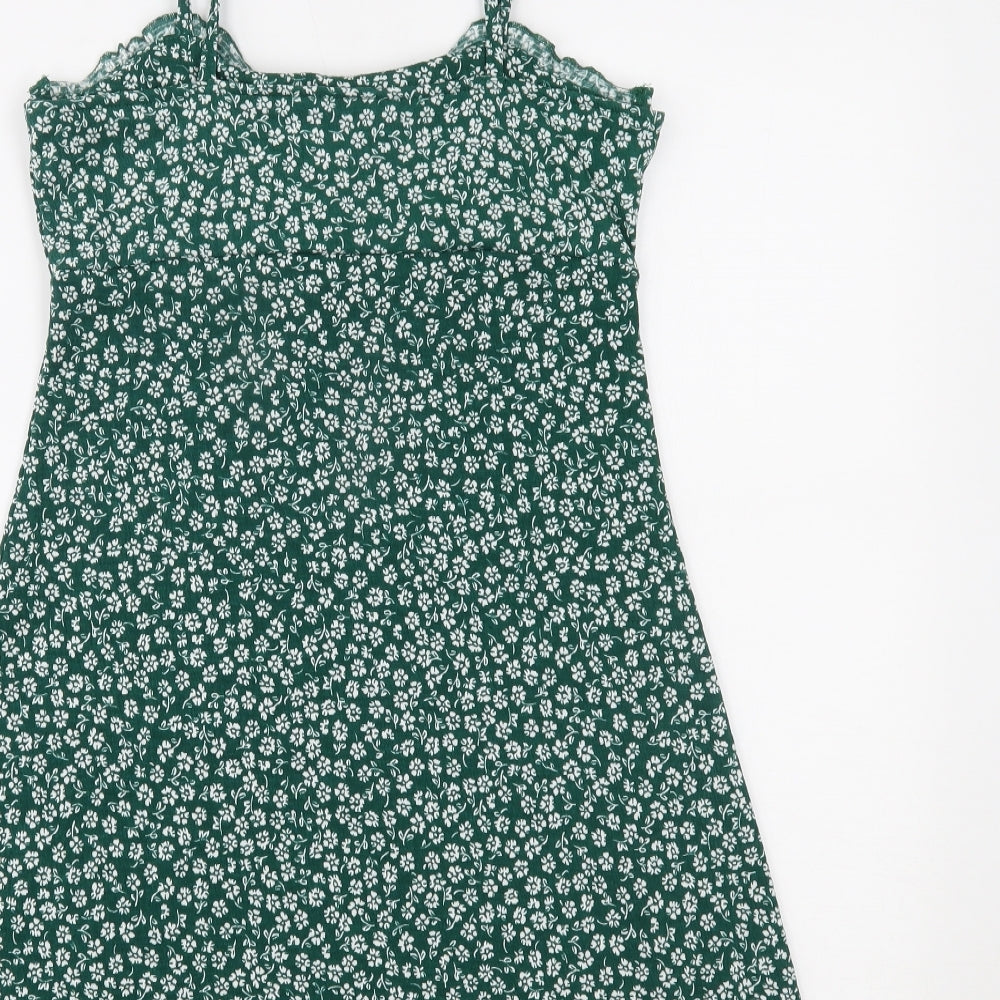 H&M Womens Green Floral  A-Line  Size S