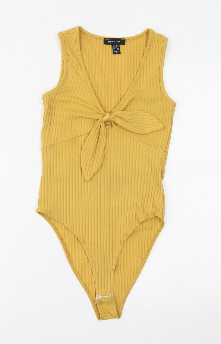 New Look Womens Yellow Bodysuit One-Piece Size 8
