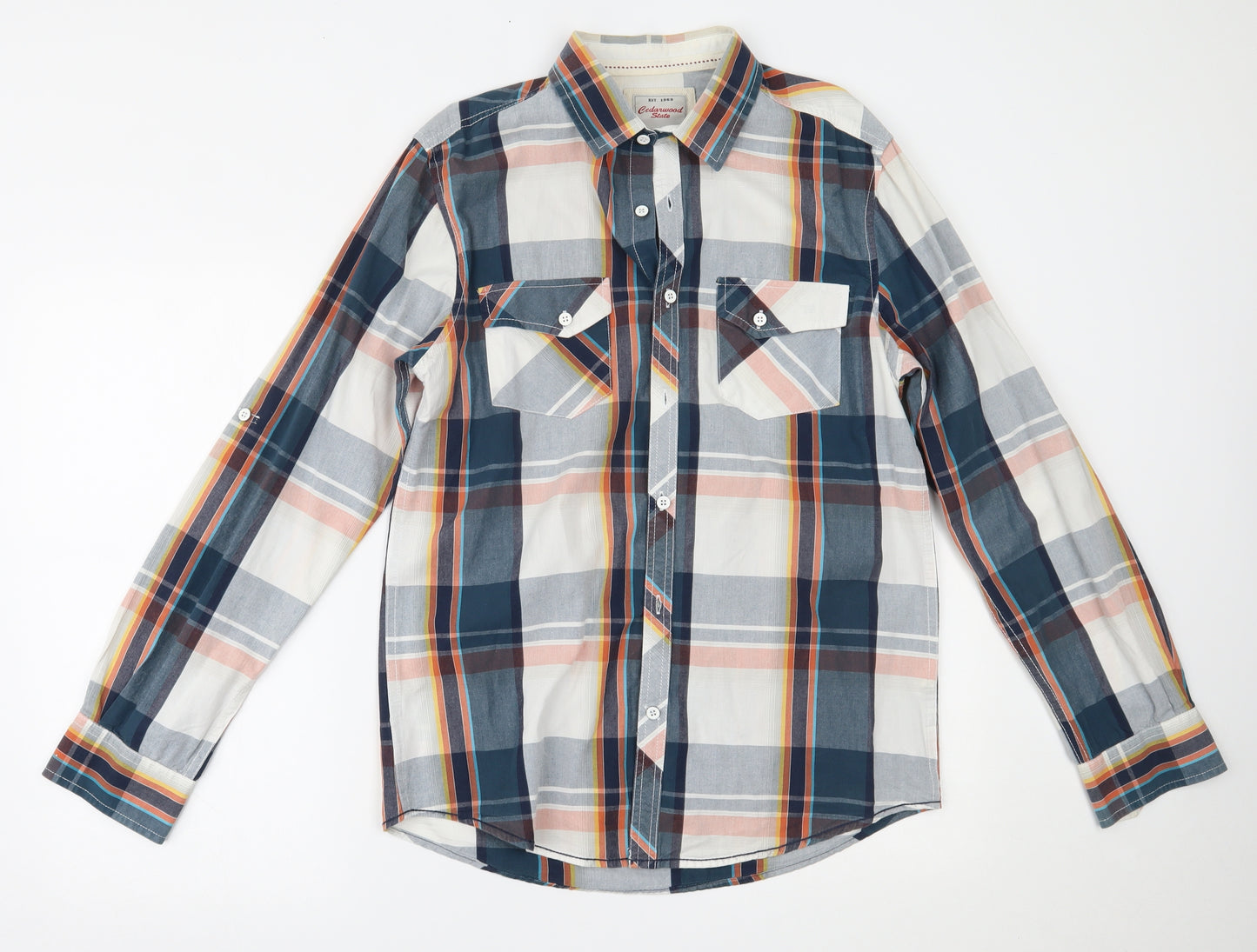 Primark Mens Blue Plaid   Button-Up Size M