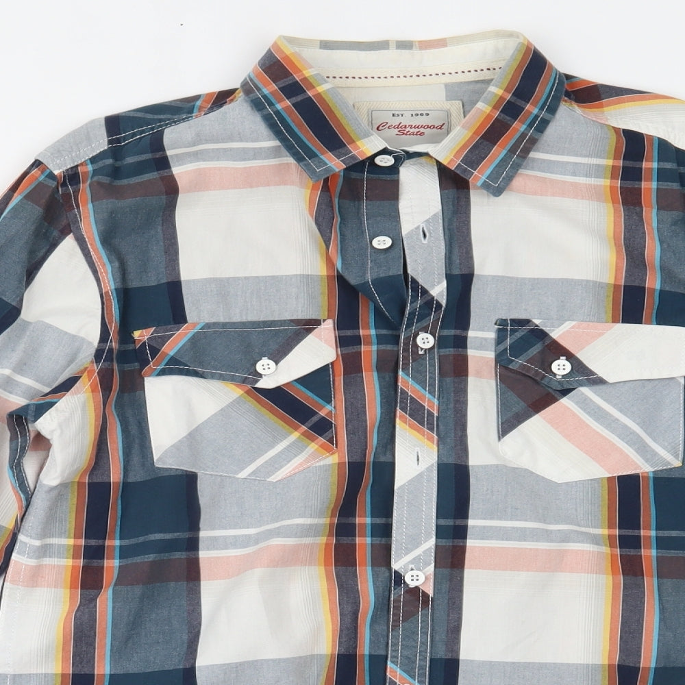 Primark Mens Blue Plaid   Button-Up Size M