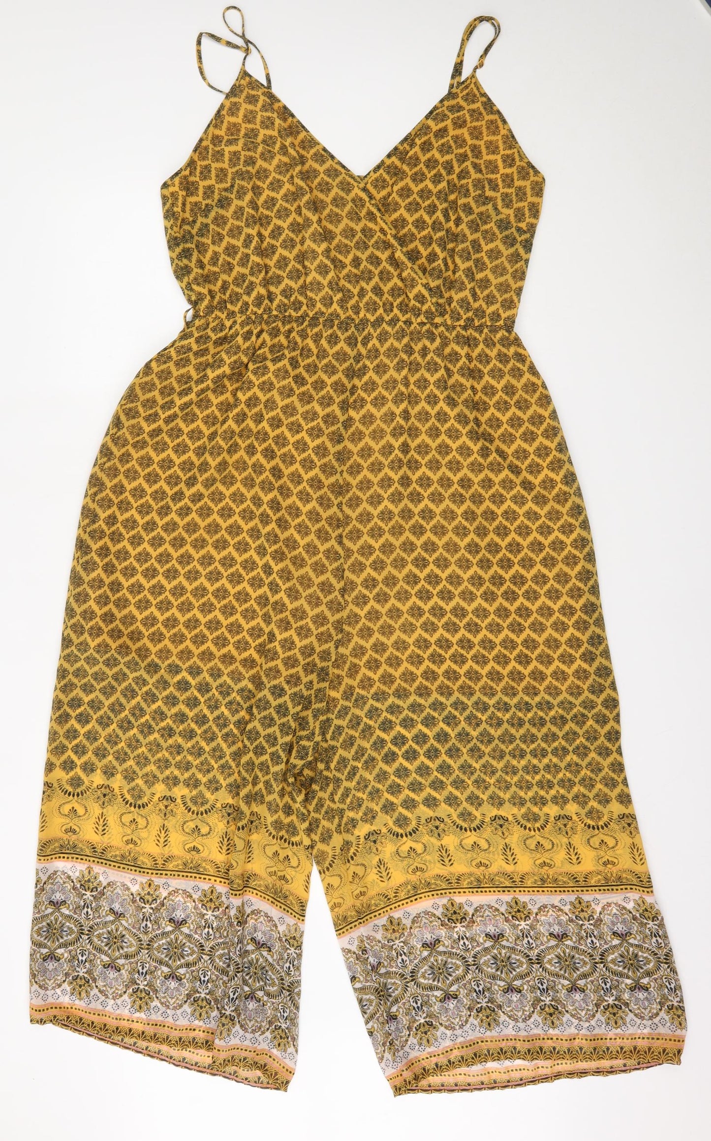 New Look Womens Yellow Floral  Jumpsuit One-Piece Size 18