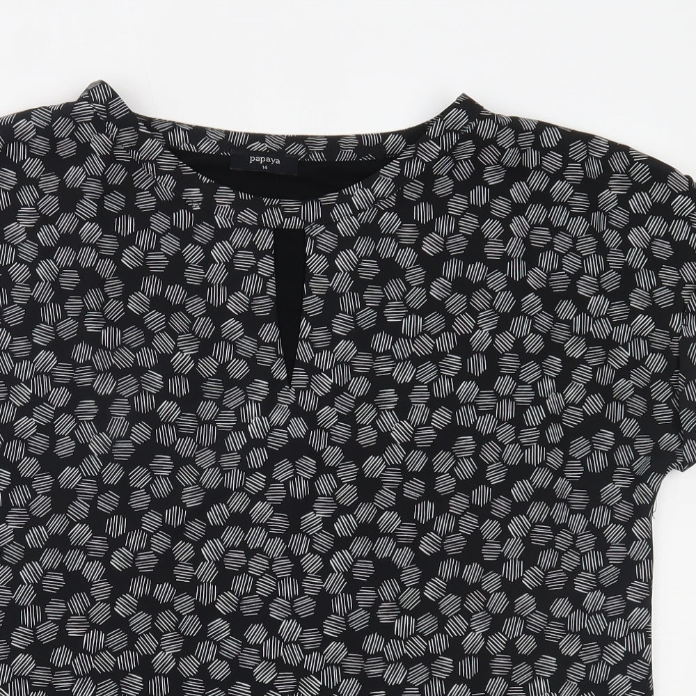 Papaya Womens Black   Basic T-Shirt Size 14