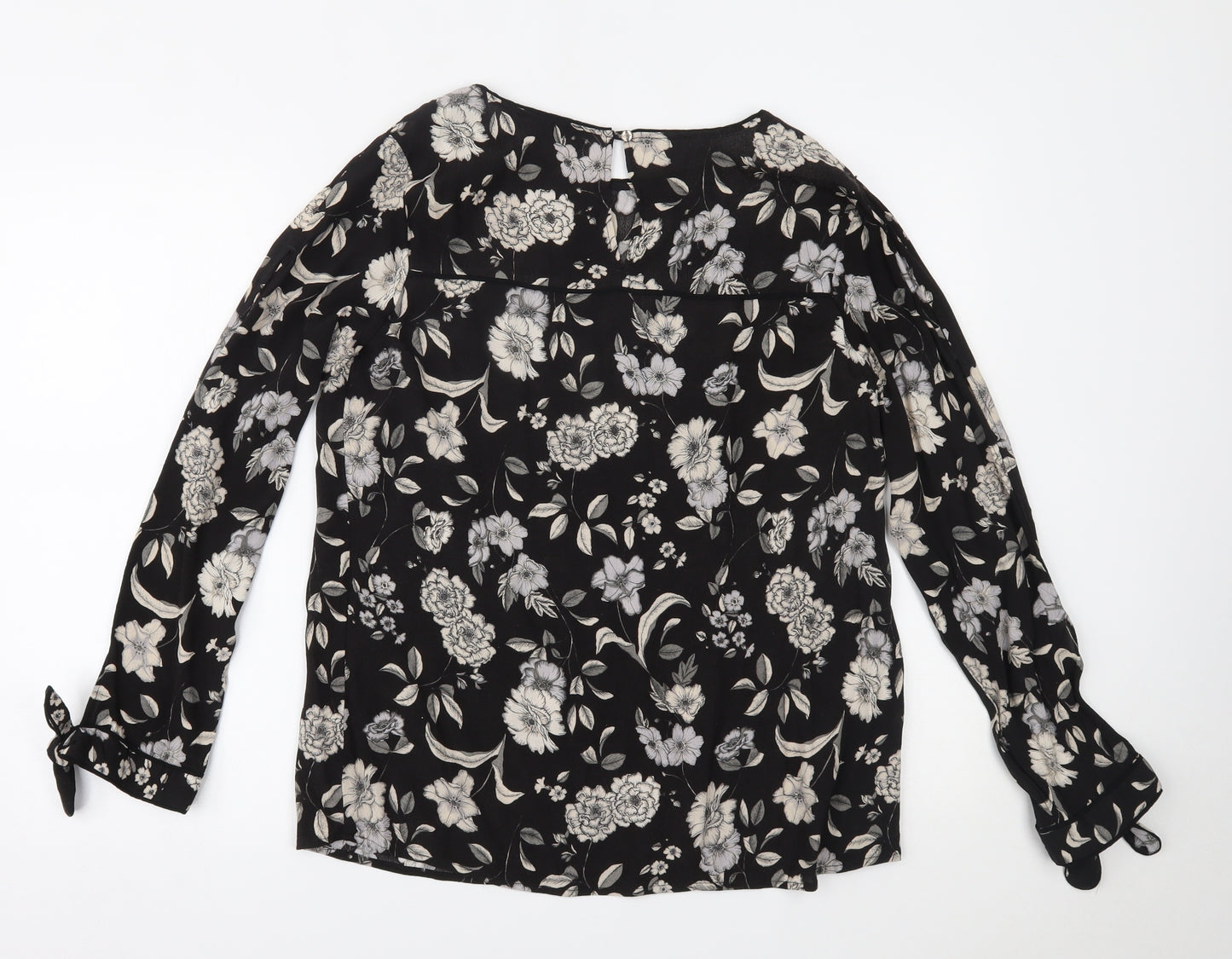 NEXT Womens Black Floral  Basic Blouse Size 14