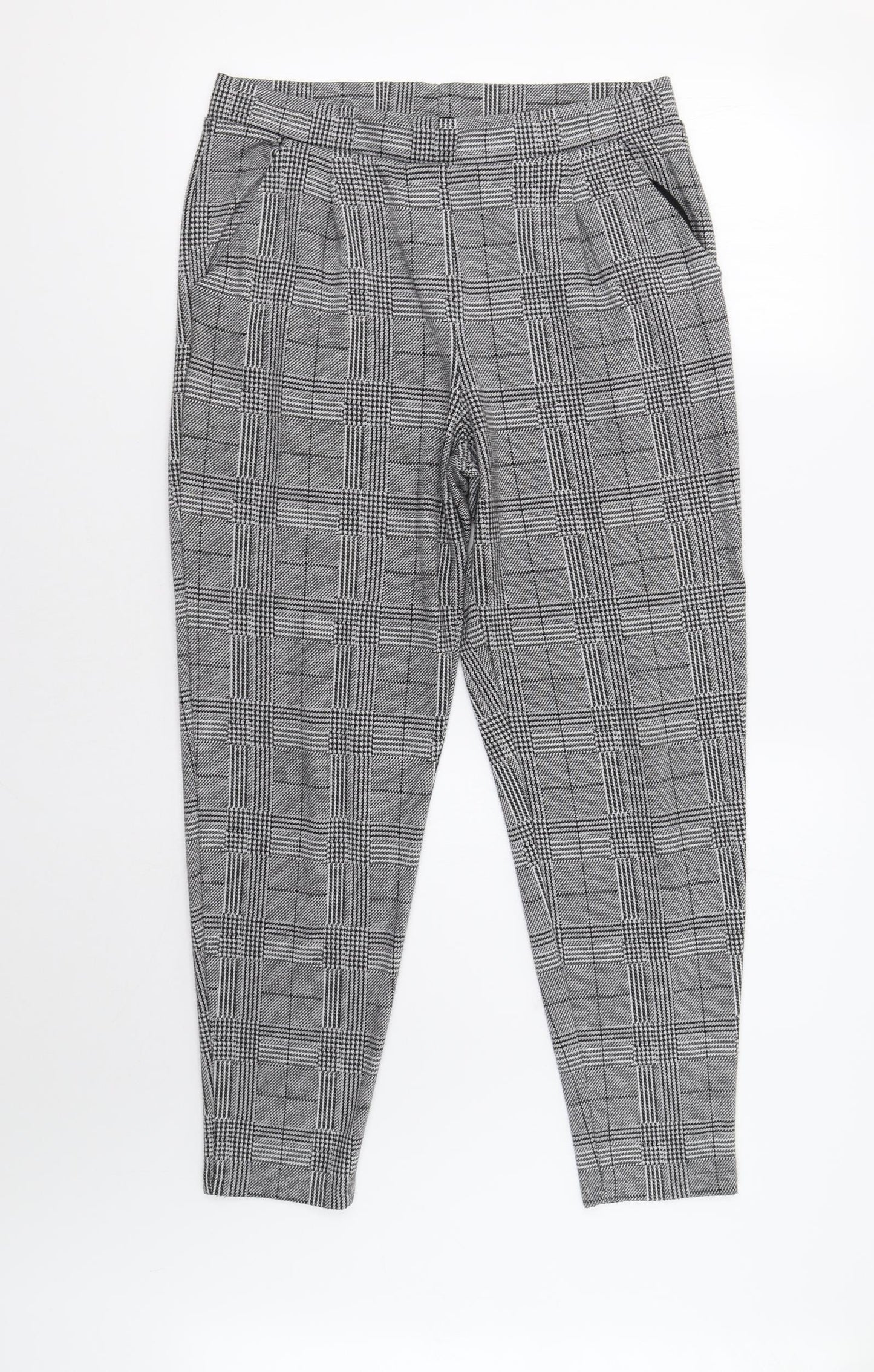 NEXT Womens Grey Check  Dress Pants Trousers Size 12 L27 in
