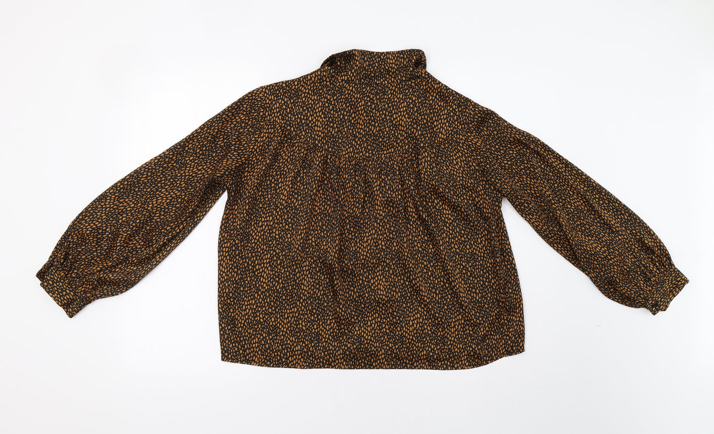 Topshop Womens Brown Animal Print  Basic Button-Up Size 12
