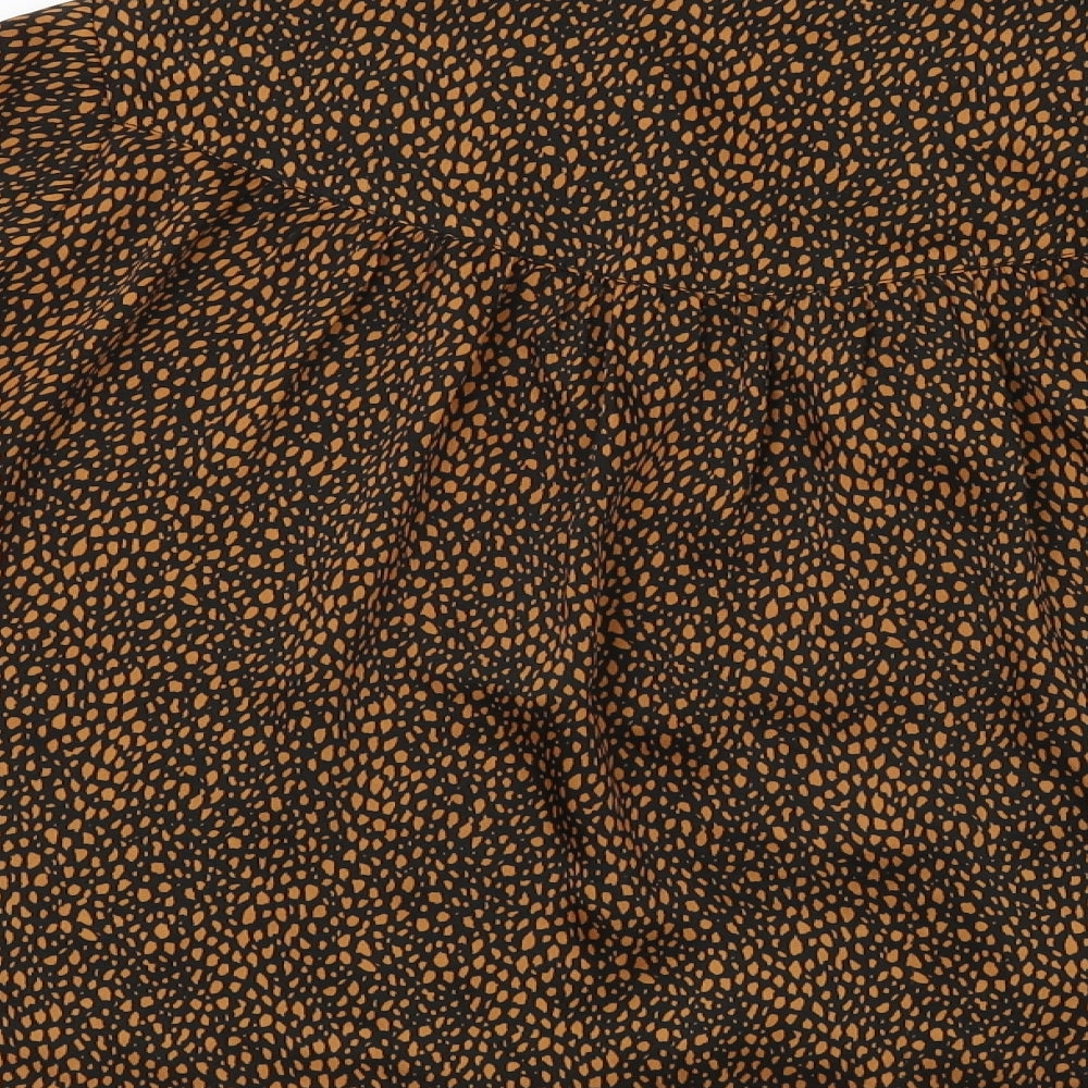 Topshop Womens Brown Animal Print  Basic Button-Up Size 12