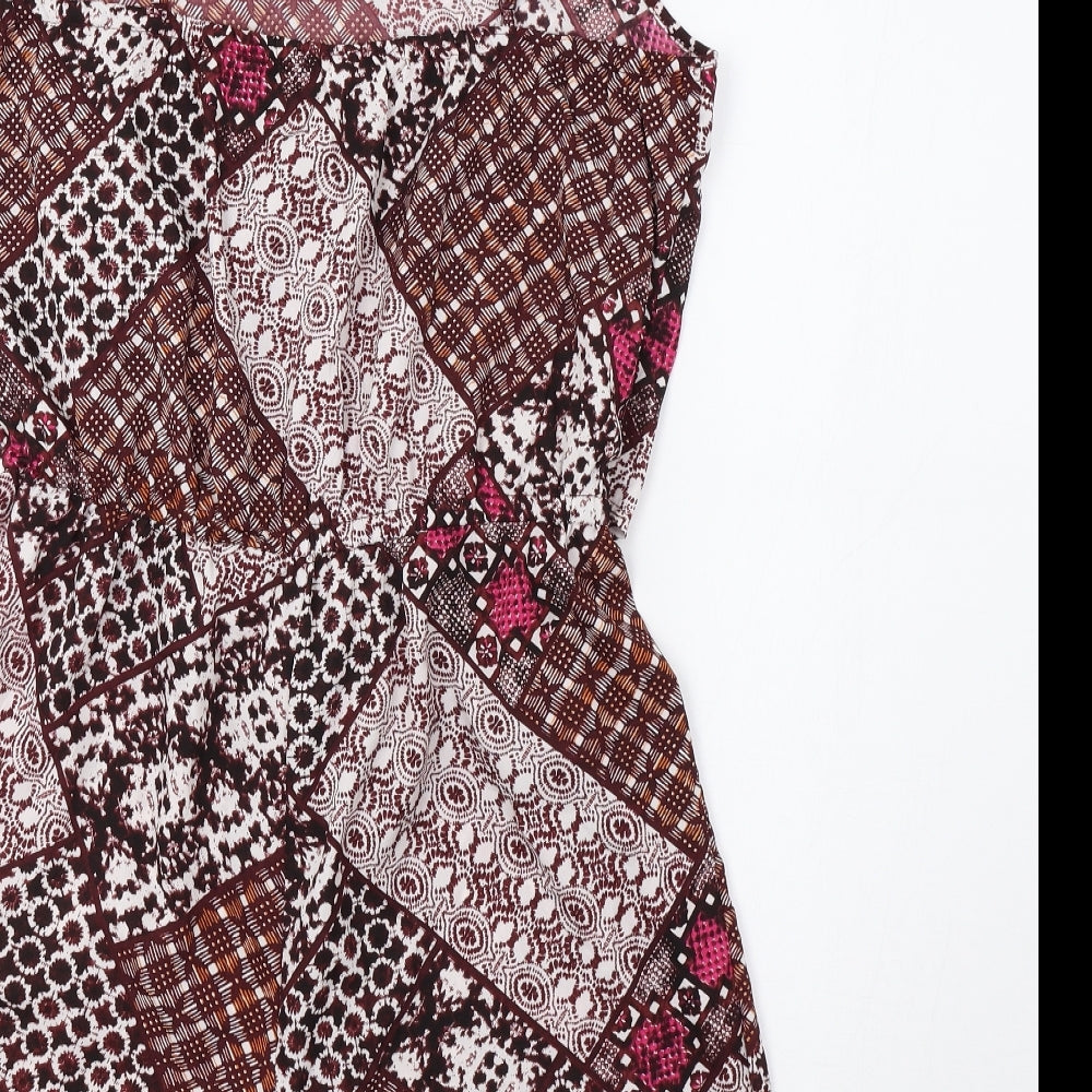 Pep& Co Womens Red Geometric  Playsuit One-Piece Size 10