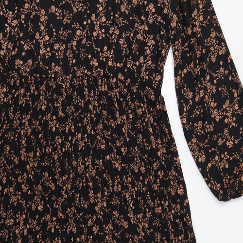 George Womens Black Floral  A-Line  Size 18