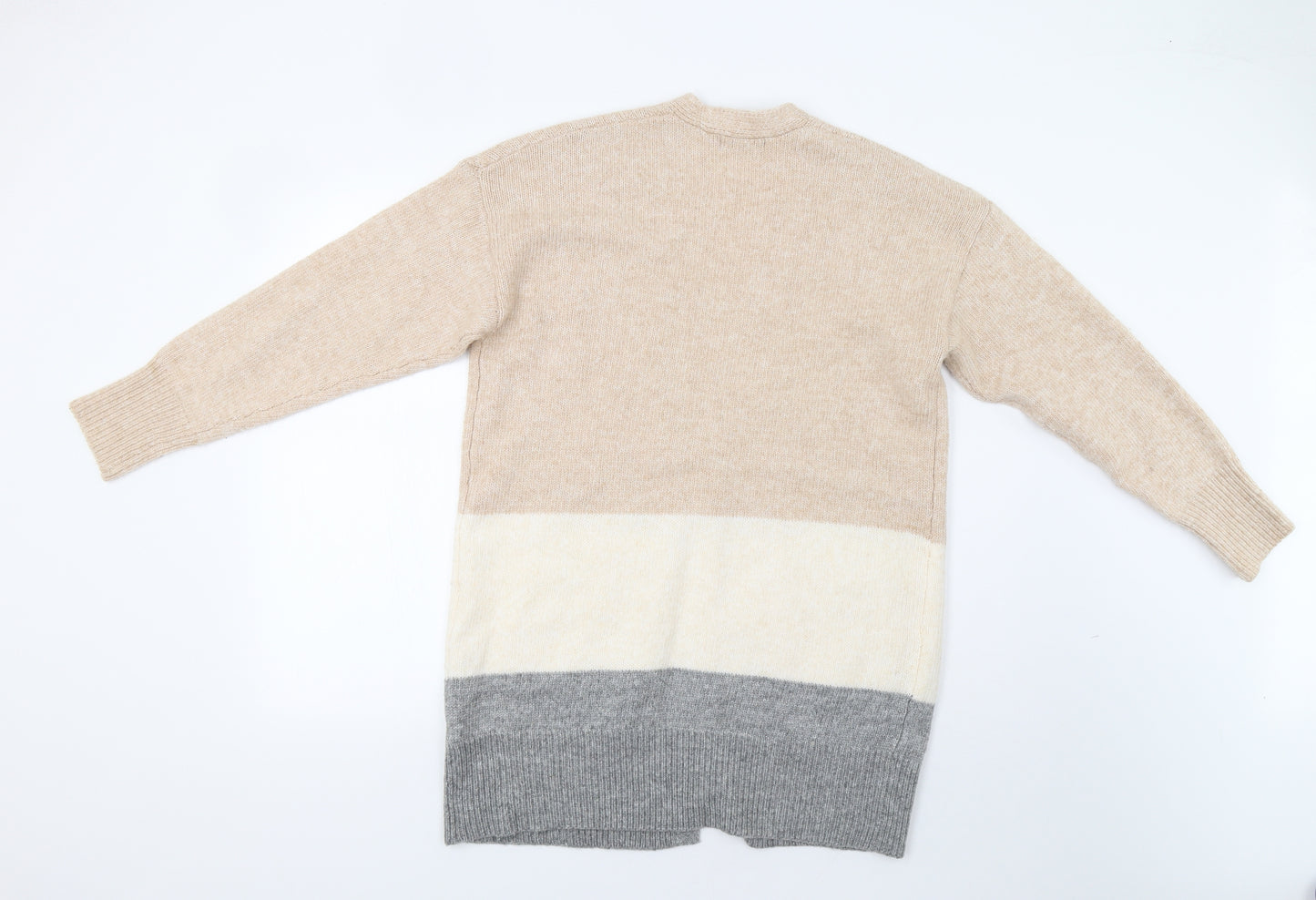 F&F Womens Beige Striped  Cardigan Jumper Size M