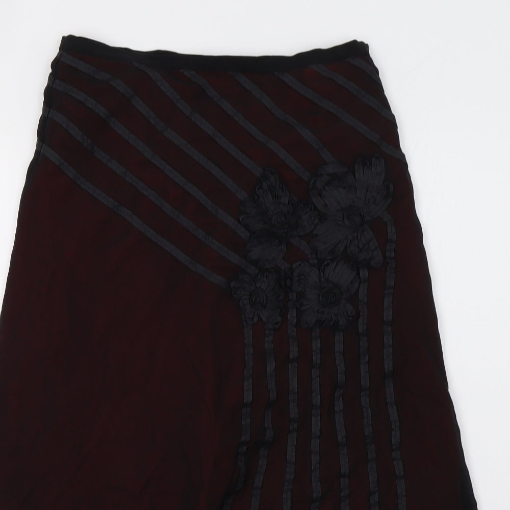 Coast Womens Black Floral  A-Line Skirt Size 10