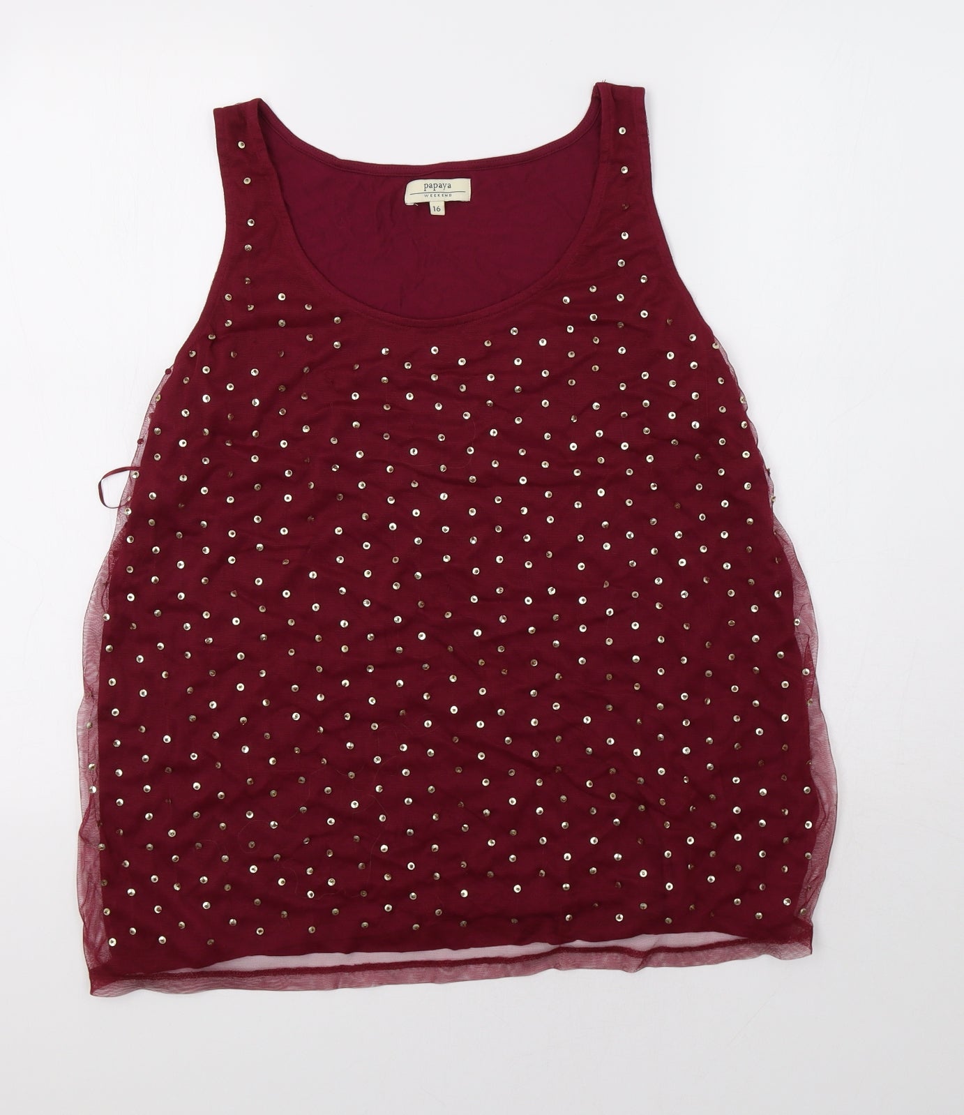 Papaya Womens Purple   Basic Tank Size 16  - Sequinned
