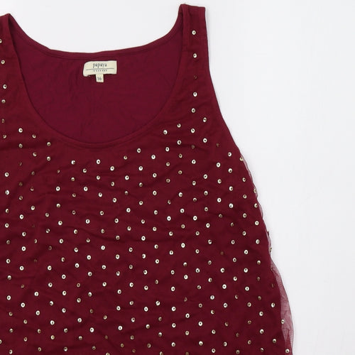 Papaya Womens Purple   Basic Tank Size 16  - Sequinned