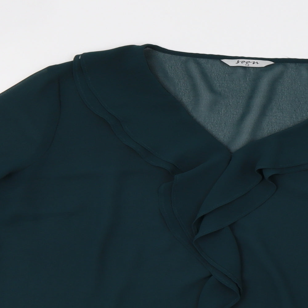 Soon Womens Green   Basic Blouse Size 14