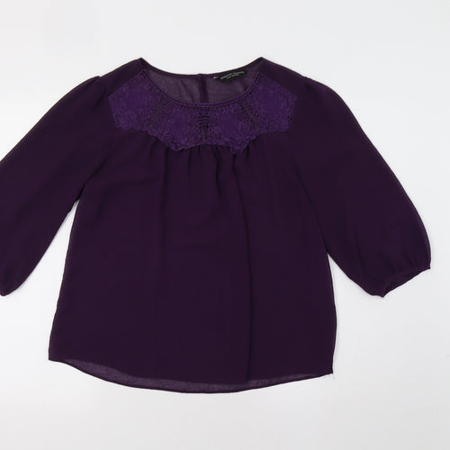 Dorothy P Womens Purple   Basic Blouse Size 14