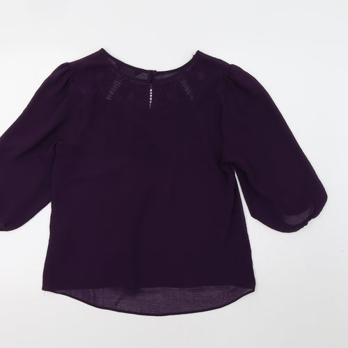 Dorothy P Womens Purple   Basic Blouse Size 14