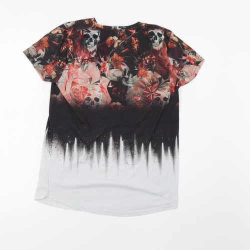 Primark Girls Black Floral  Basic T-Shirt Size 11-12 Years