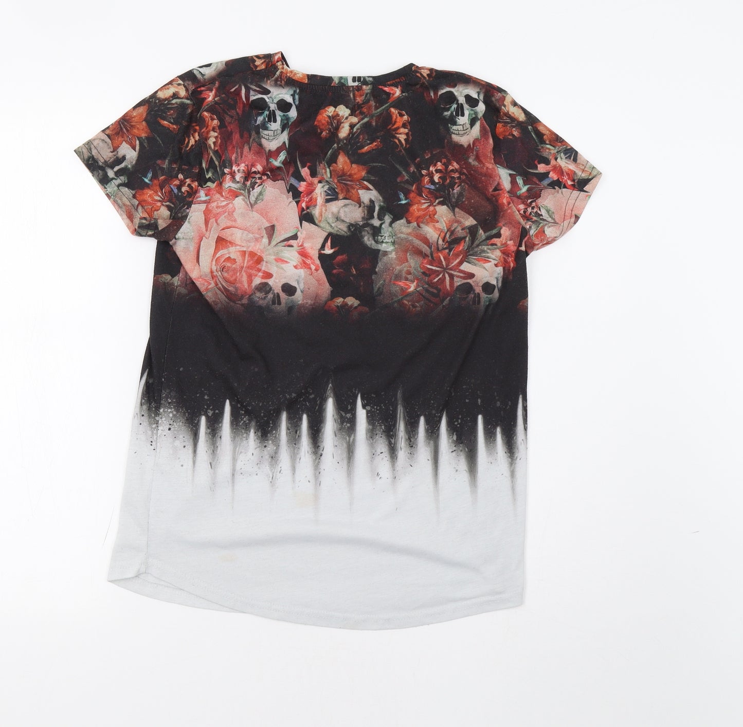 Primark Girls Black Floral  Basic T-Shirt Size 11-12 Years