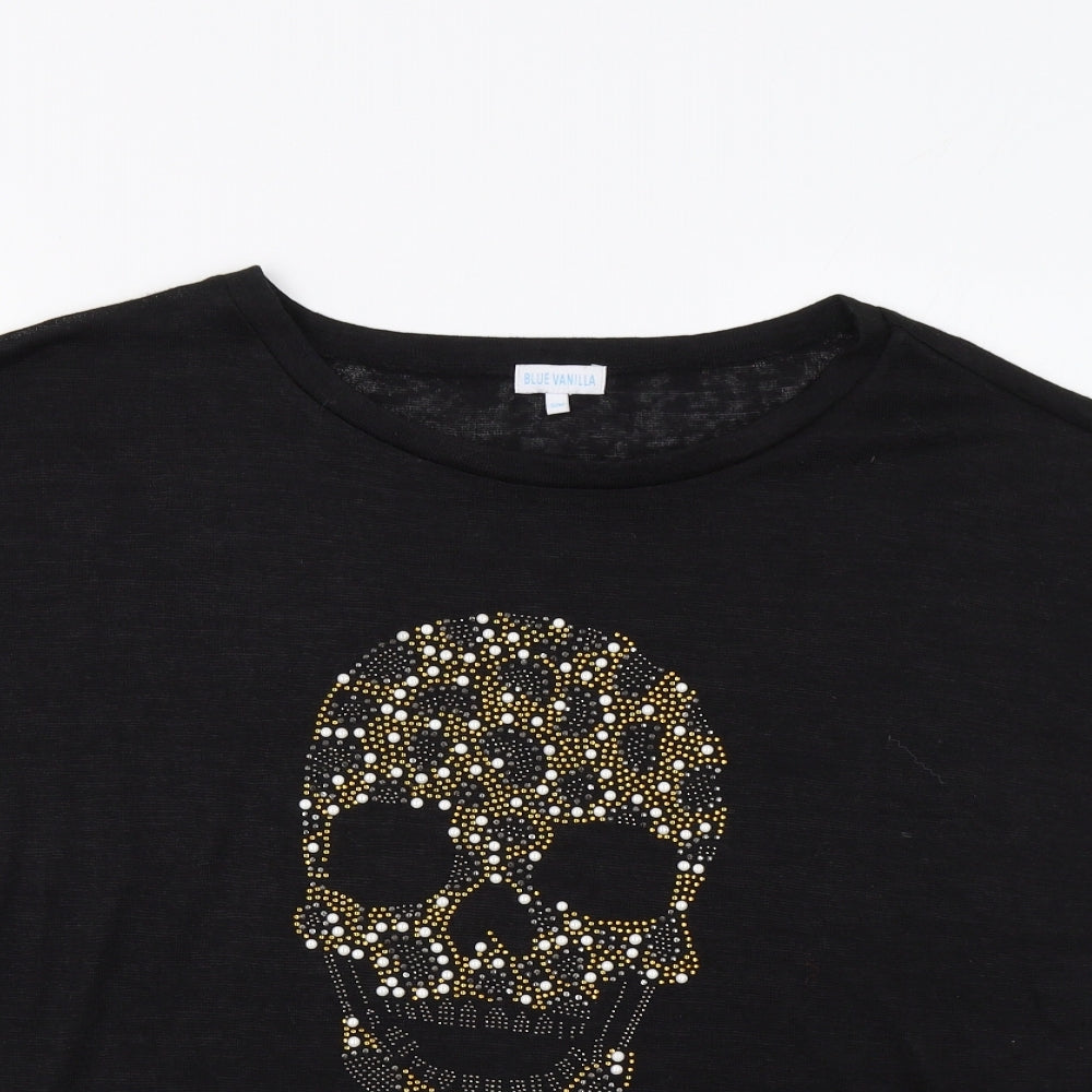 Bklue Vanilla Womens Black   Basic Blouse Size M  - Skull