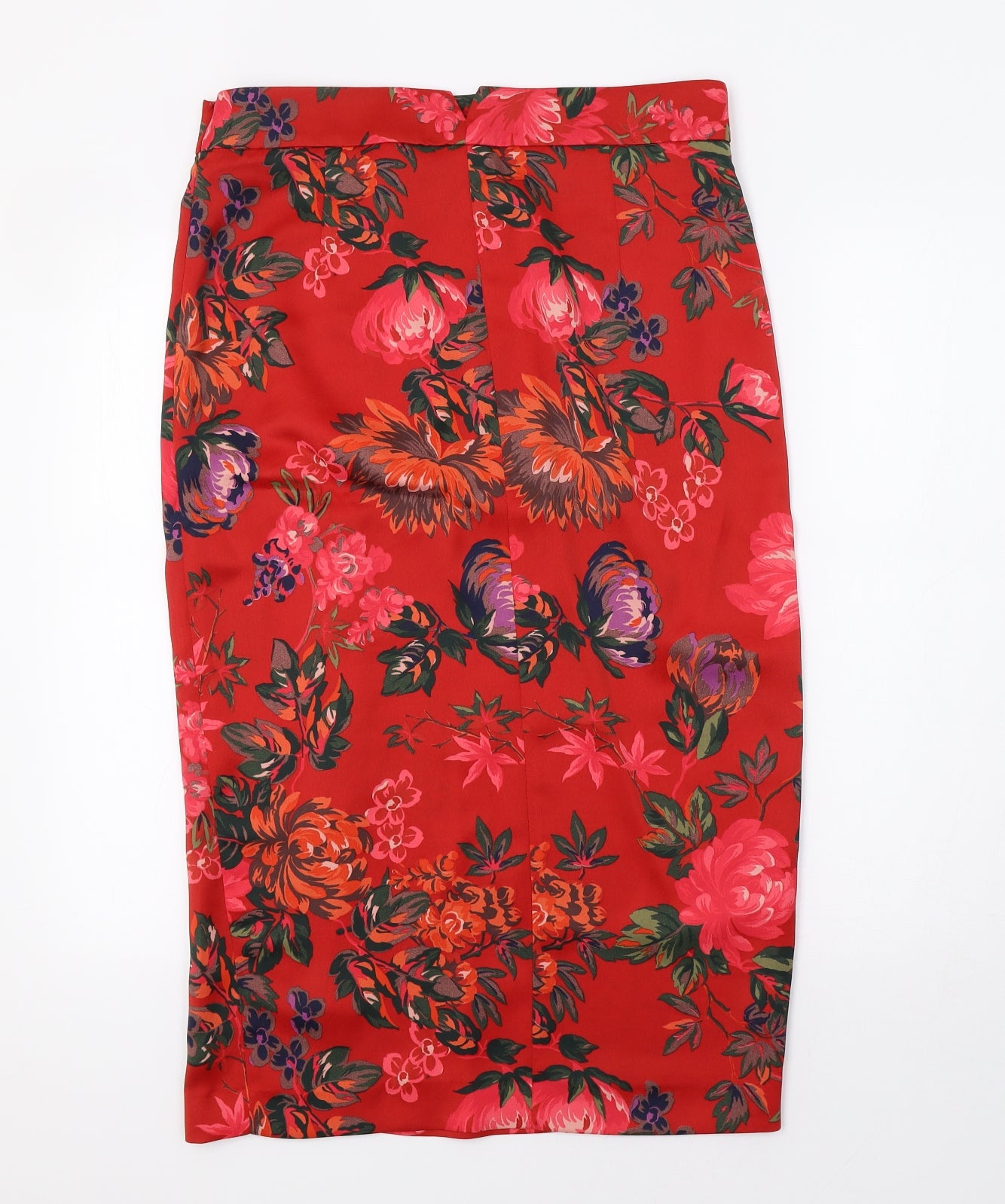 Zara Womens Red Floral  Straight & Pencil Skirt Size L