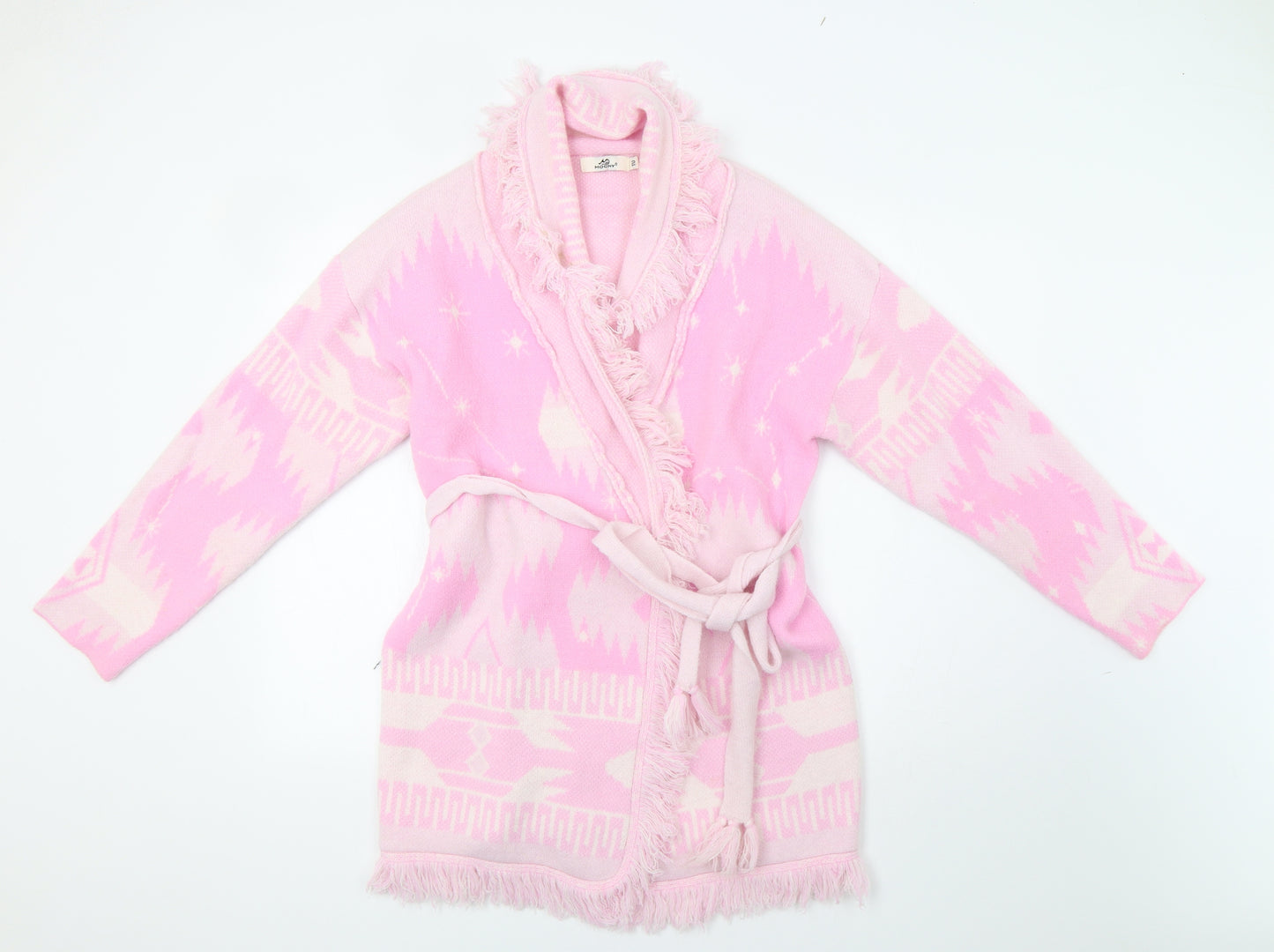 TU Womens Pink Geometric  Cardigan Jumper Size L