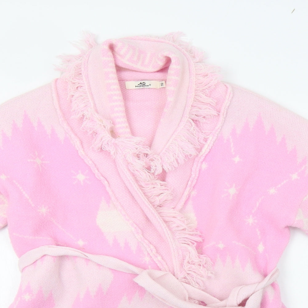 TU Womens Pink Geometric  Cardigan Jumper Size L