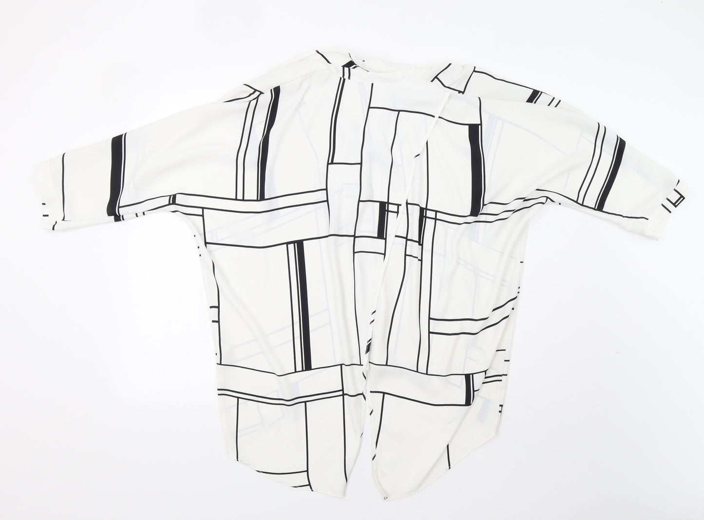 River Island Womens White Geometric  Tunic Button-Up Size 10