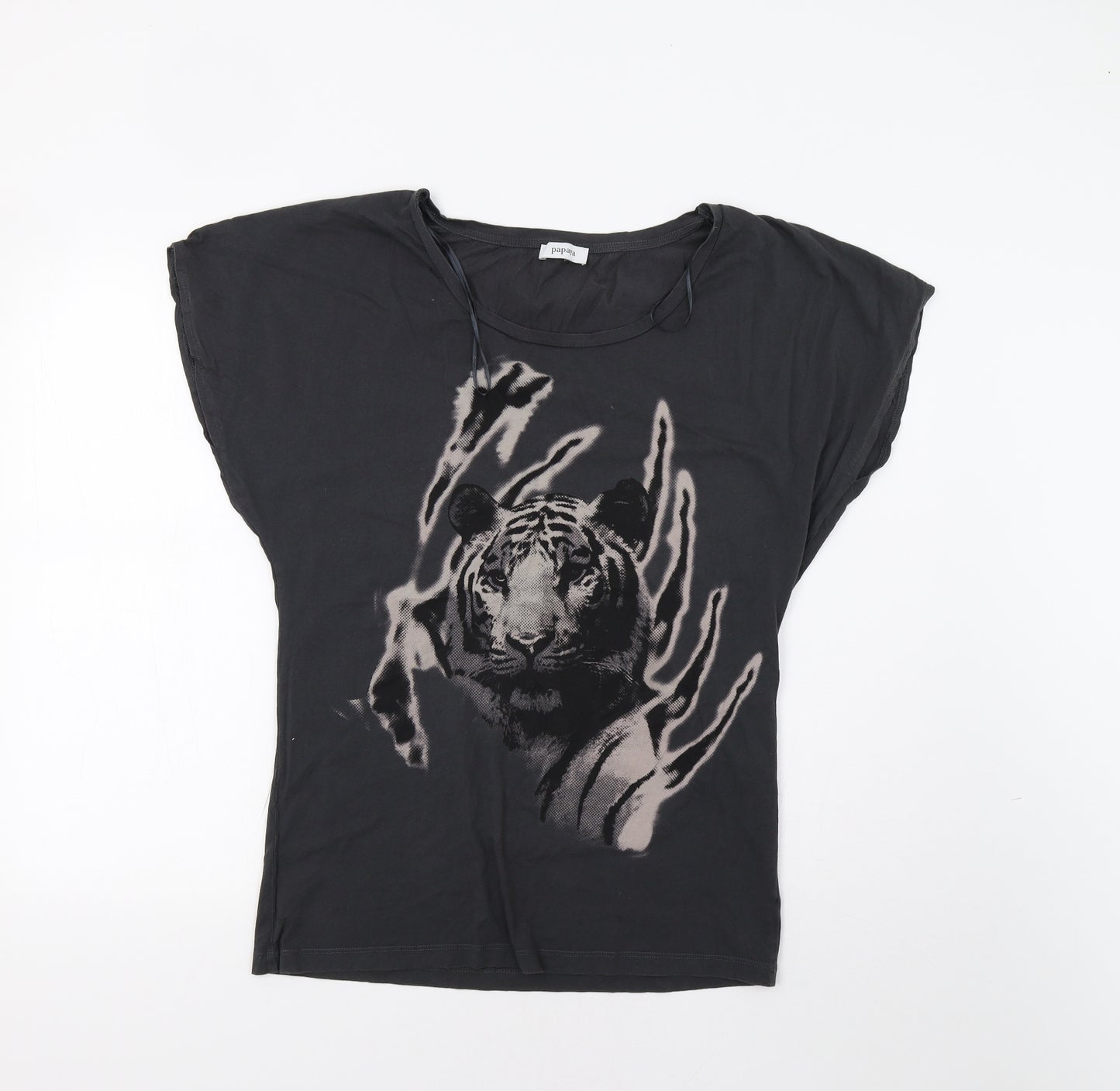 Papaya Womens Grey   Basic T-Shirt Size 16  - Tiger