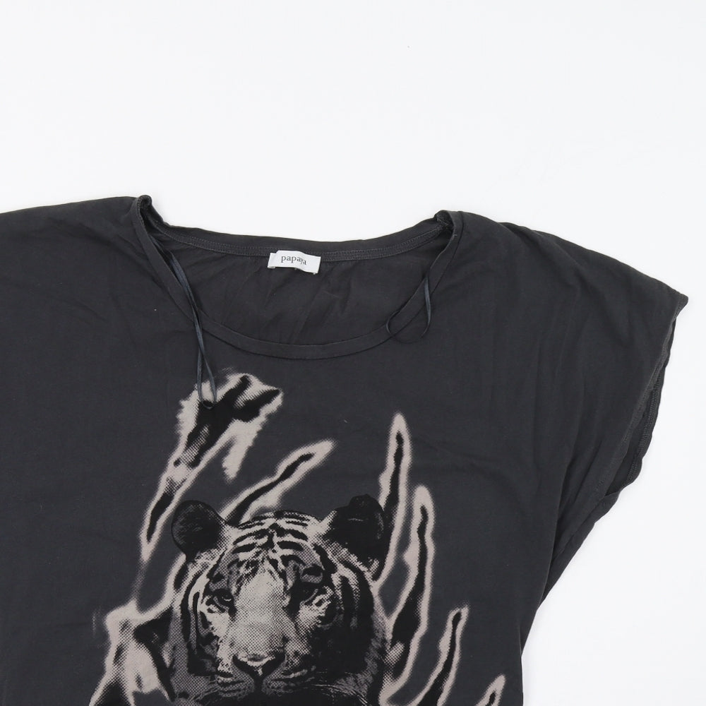 Papaya Womens Grey   Basic T-Shirt Size 16  - Tiger
