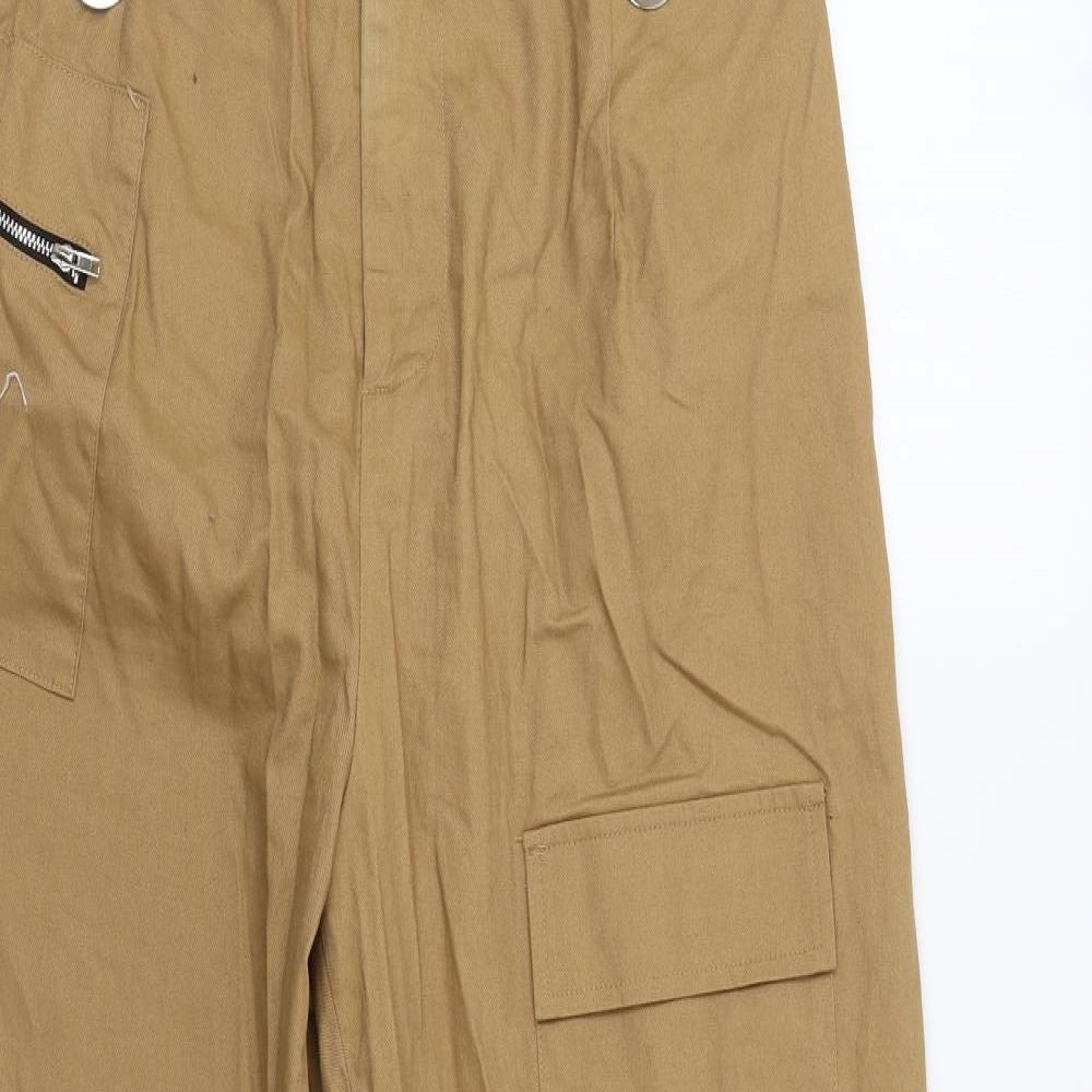 PRETTYLITTLETHING Womens Brown   Cargo Trousers Size 14 L30 in