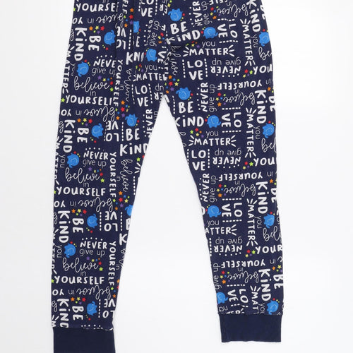 Matalan Womens Blue Geometric   Pyjama Pants Size S  - Positive Affirmations