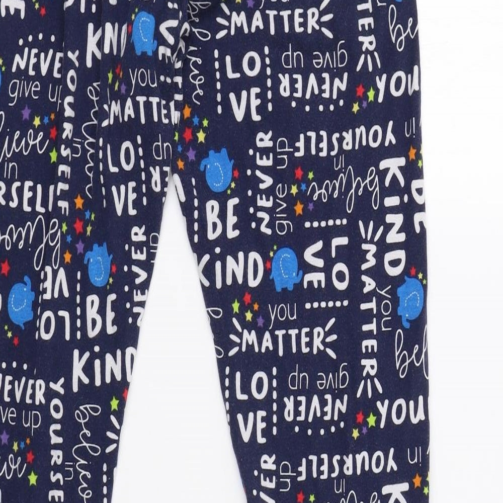 Matalan Womens Blue Geometric   Pyjama Pants Size S  - Positive Affirmations