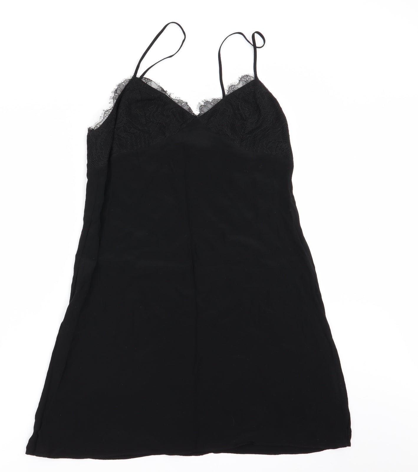 AllSaints Womens Black Solid  Chemise Dress Size M