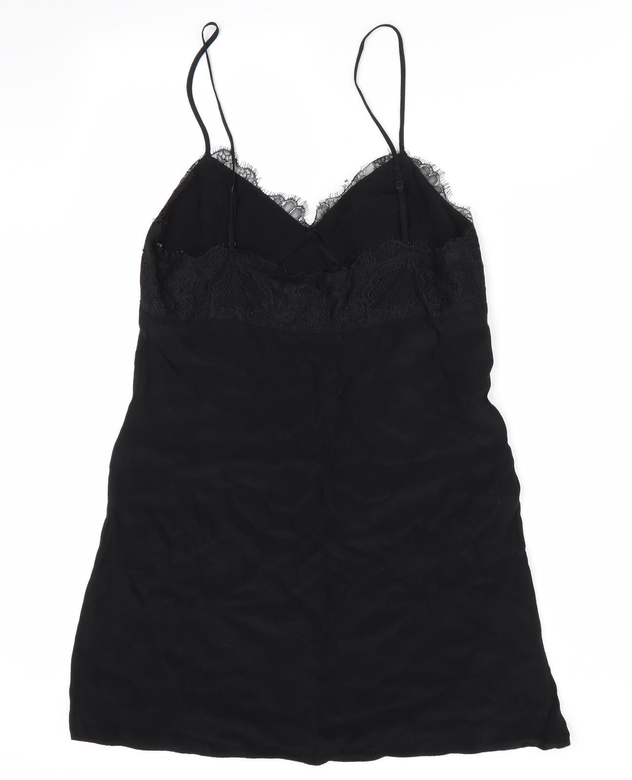 AllSaints Womens Black Solid  Chemise Dress Size M