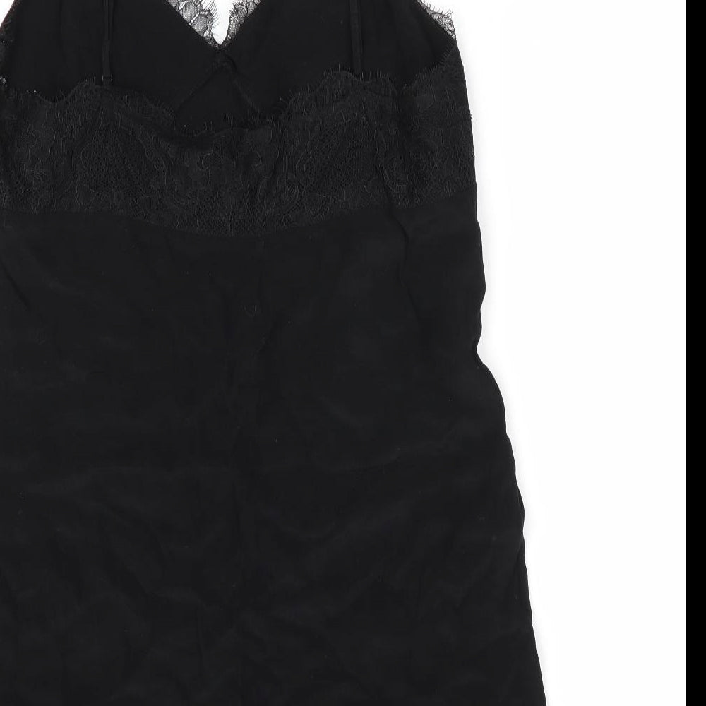 AllSaints Womens Black Solid  Chemise Dress Size M