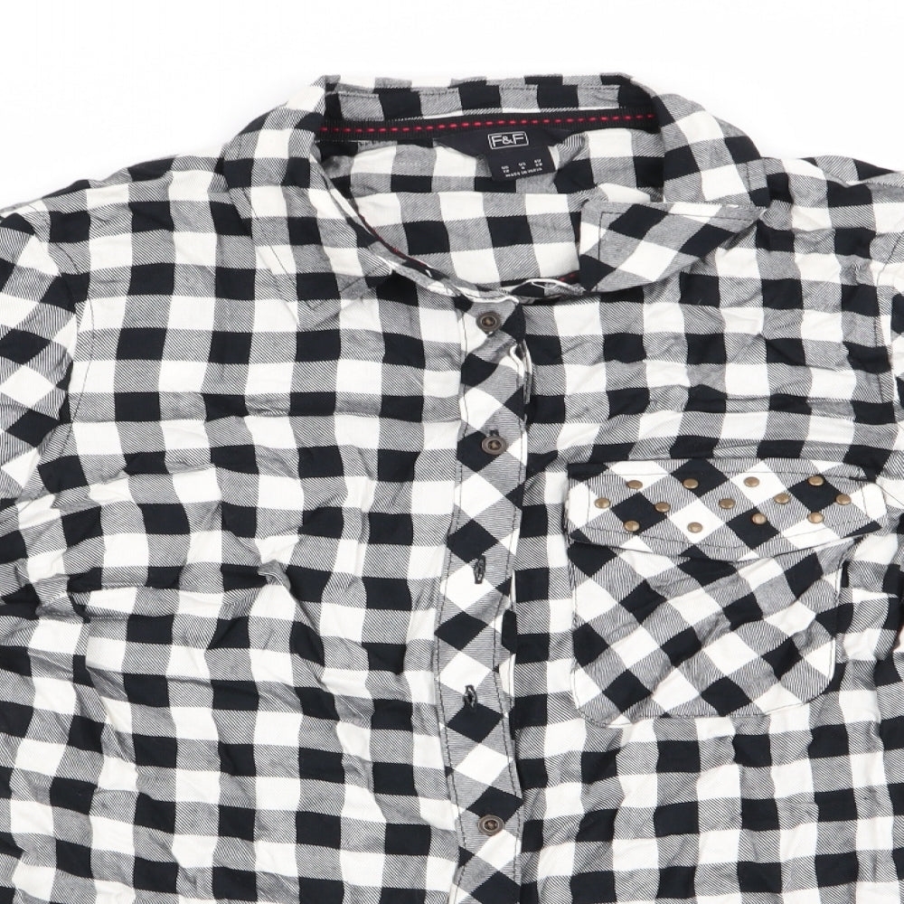 Florence and Fred Womens Black Check  Basic Blouse Size 10
