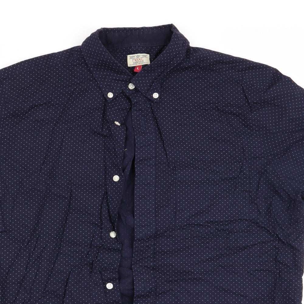 NEXT Mens Blue Polka Dot   Button-Up Size L