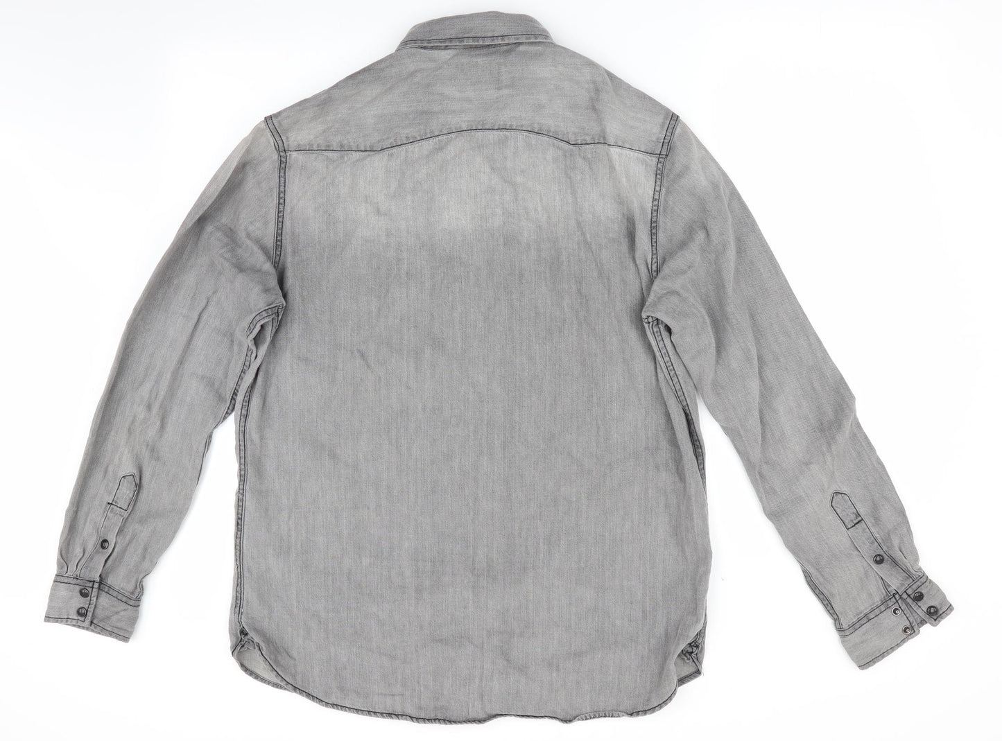 Zara Man Mens Grey    Button-Up Size 44  - Denim Shirt