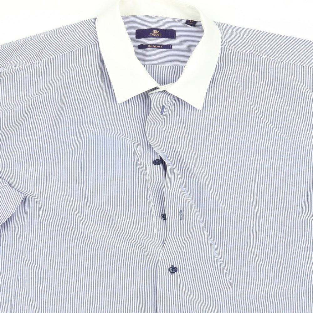NEXT Mens Blue Striped   Dress Shirt Size 17
