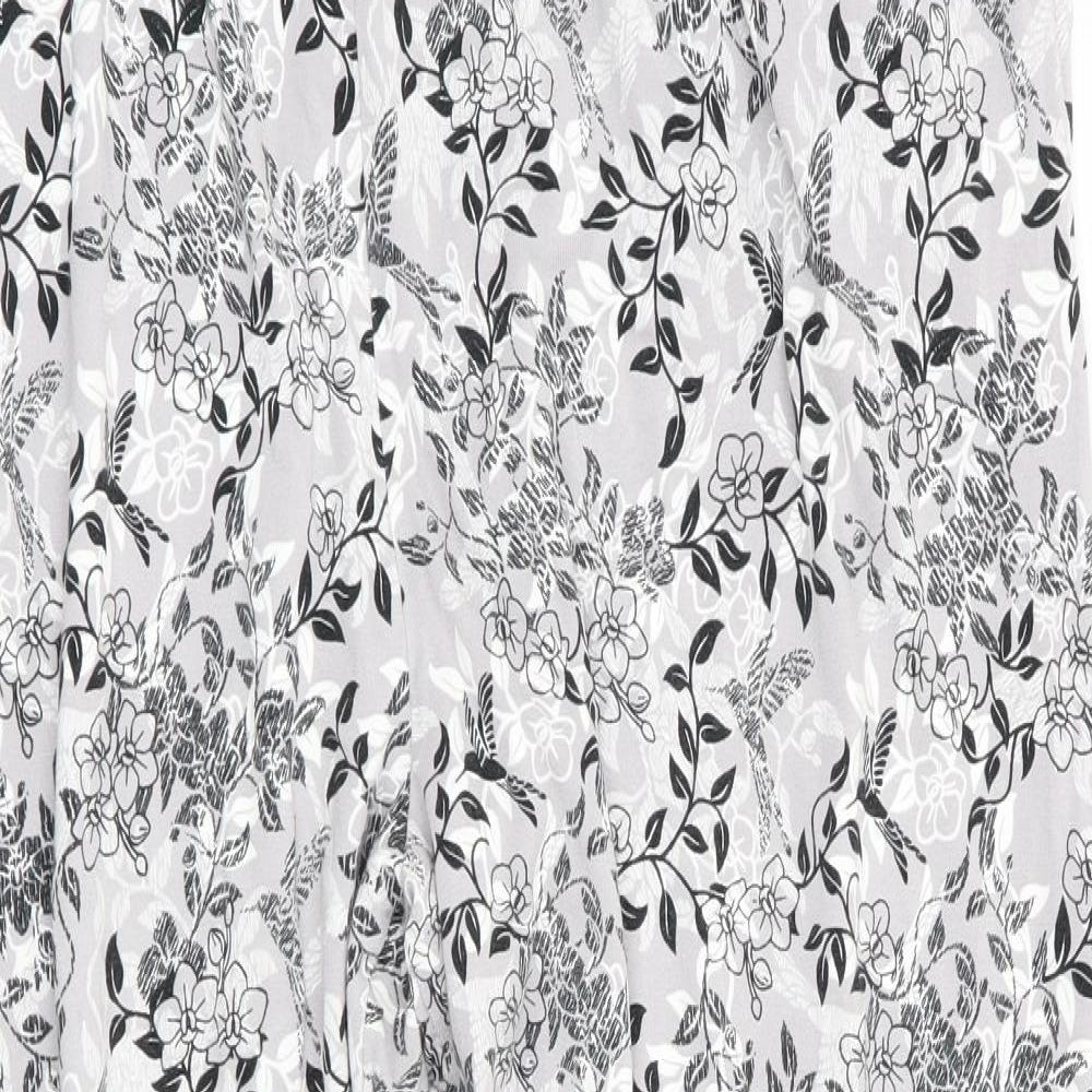 M&Co Womens Grey Floral  Bloomer Trousers Size 14 L24 in - cropped