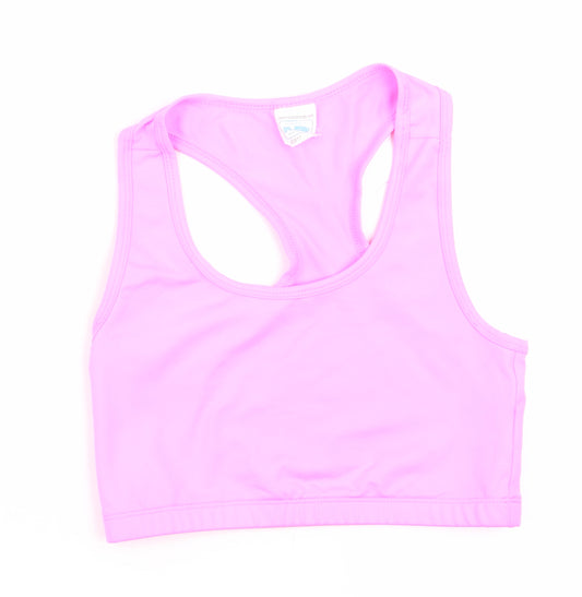 Front view of Awdis women’s pink cropped t-shirt, size M