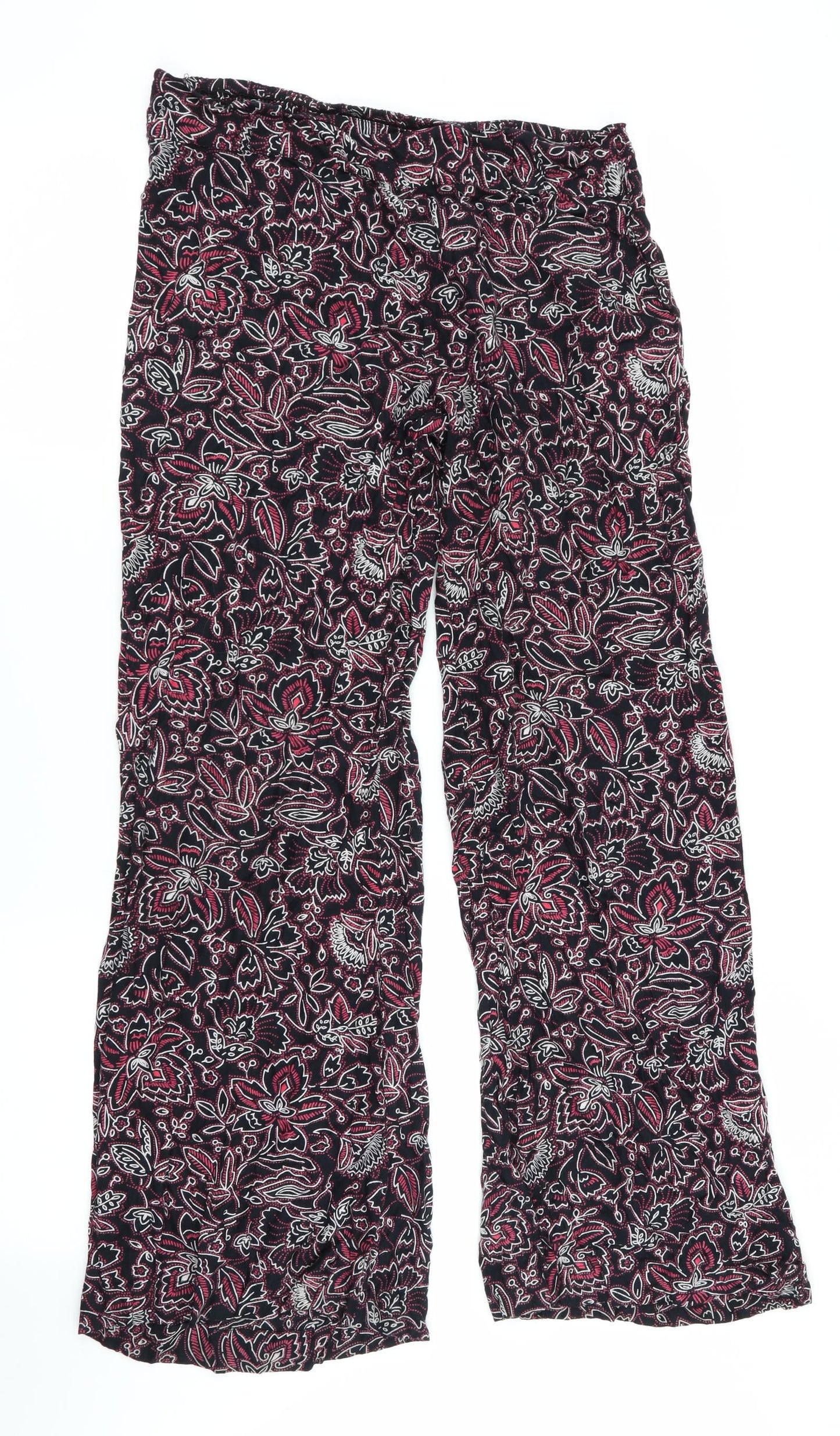 ASOS Swim Womens Black Floral  Trousers  Size 10 L29 in - Wide Legged