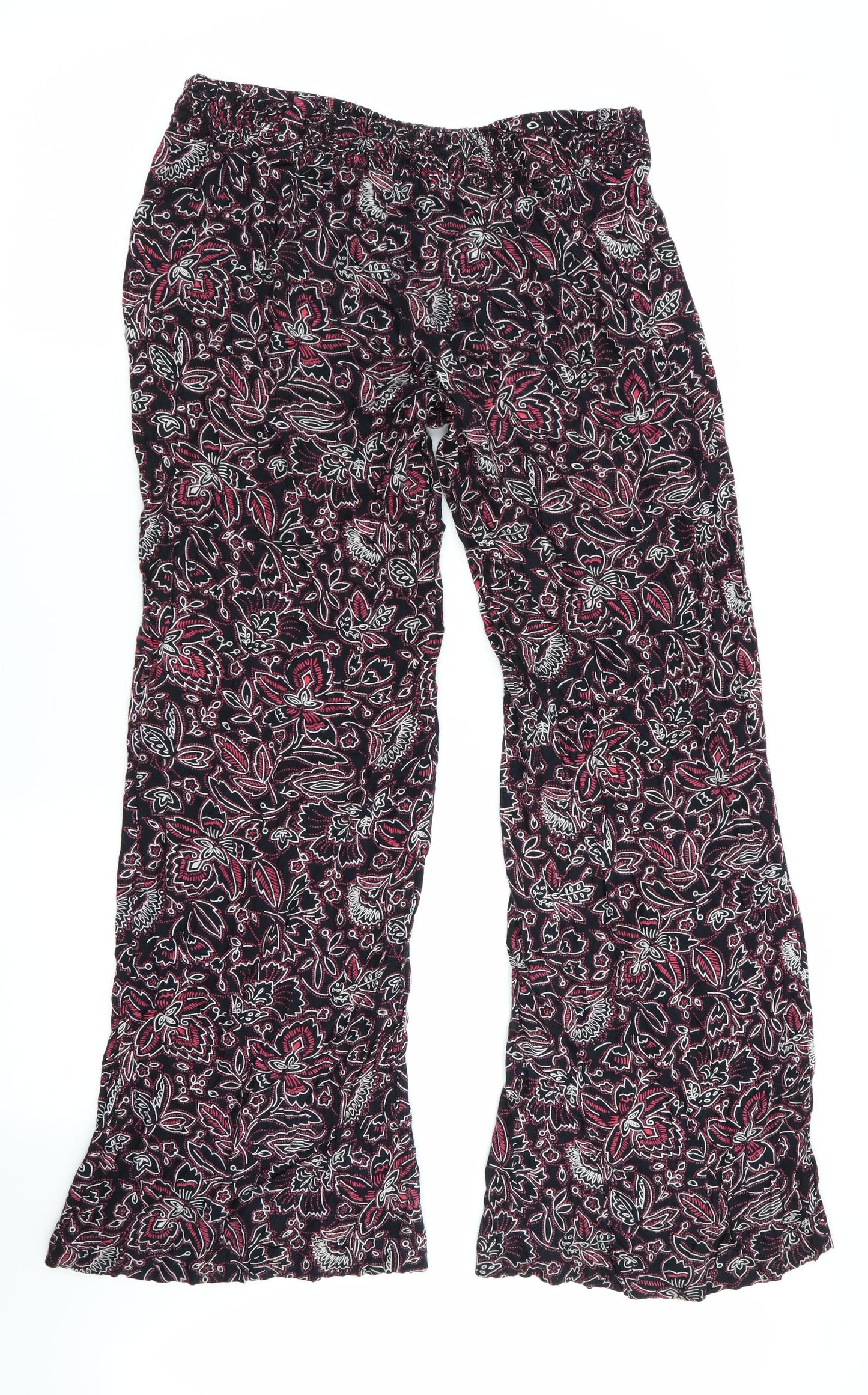 ASOS Swim Womens Black Floral  Trousers  Size 10 L29 in - Wide Legged